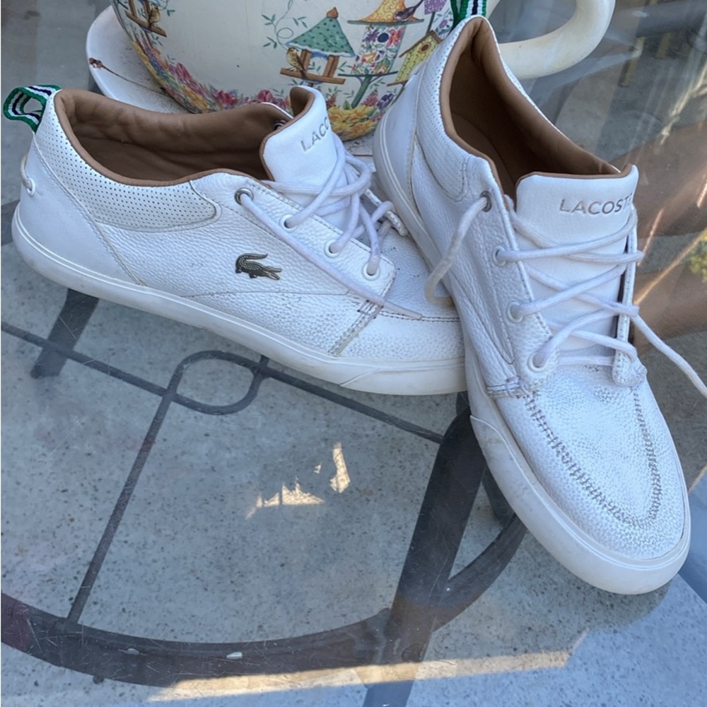 Lacoste Men's White and Brown Sneakers